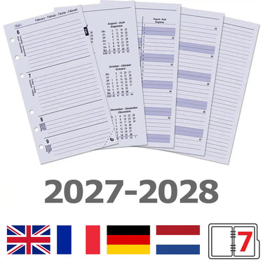 6216-27-28 170 x 95 mm Personal Agenda Insérer du papier en de fr nl 2027 2028